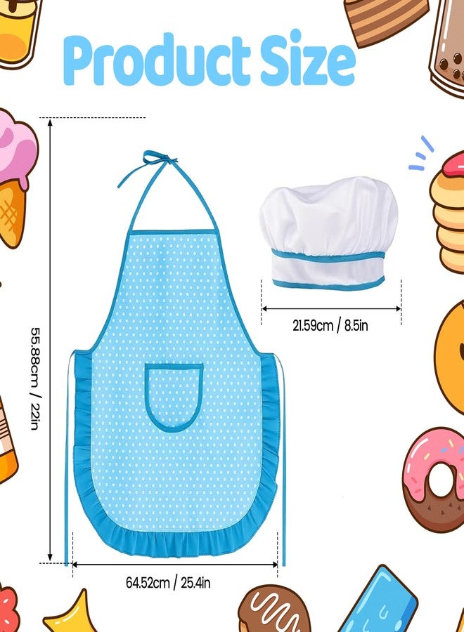 MEIDAYAI Kid Apron and Chef Hat Set, 2 Pcs Adjustable Unisex Cooking Costume for Boys & Girls, Pretend Play Kitchen Toys for Toddlers 3-8, Fun Educational Gift (Blue) - Image 2
